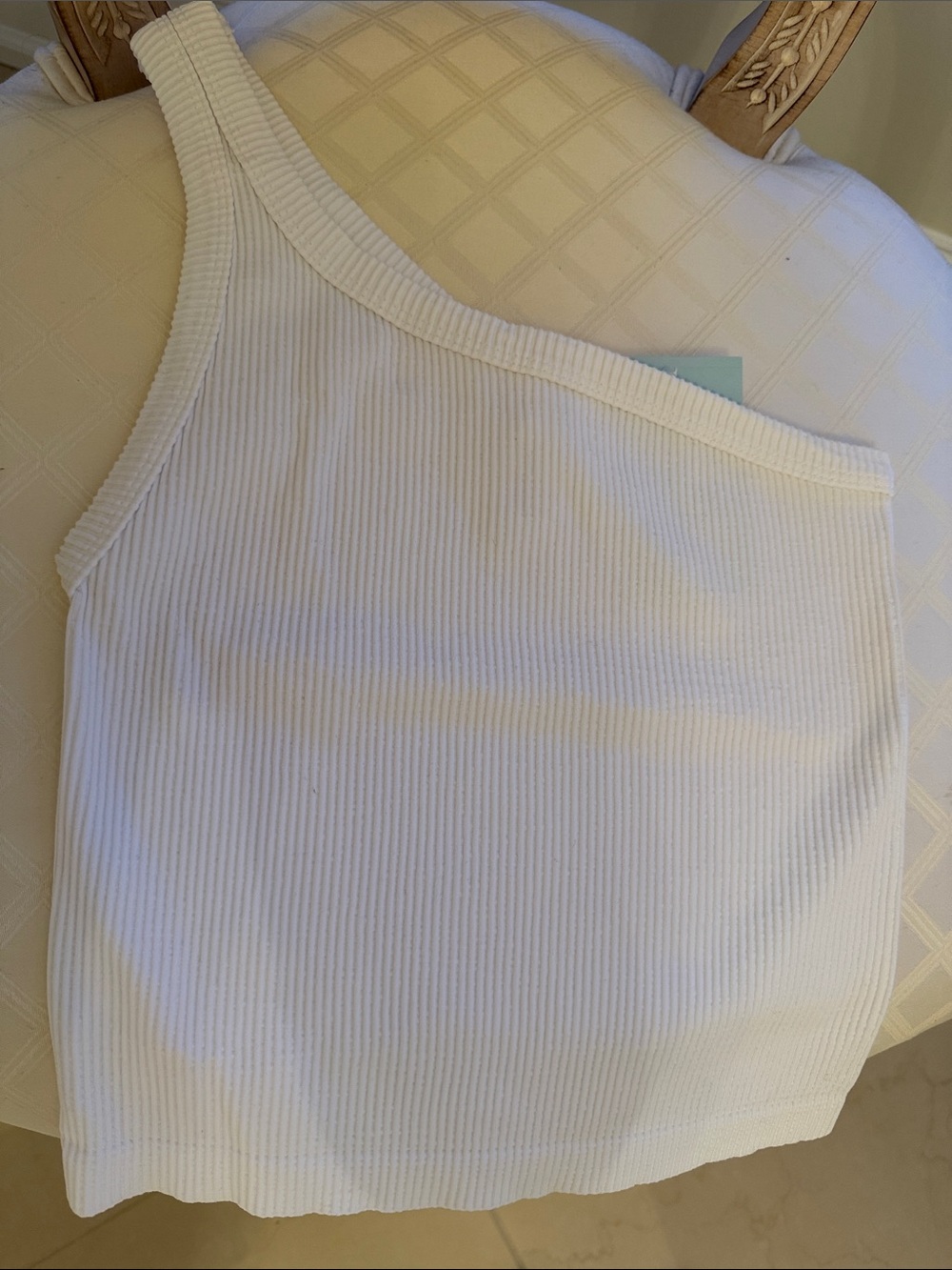 Nikibiki crisp white One-Shoulder Ribbed Crop Top O/S NWT